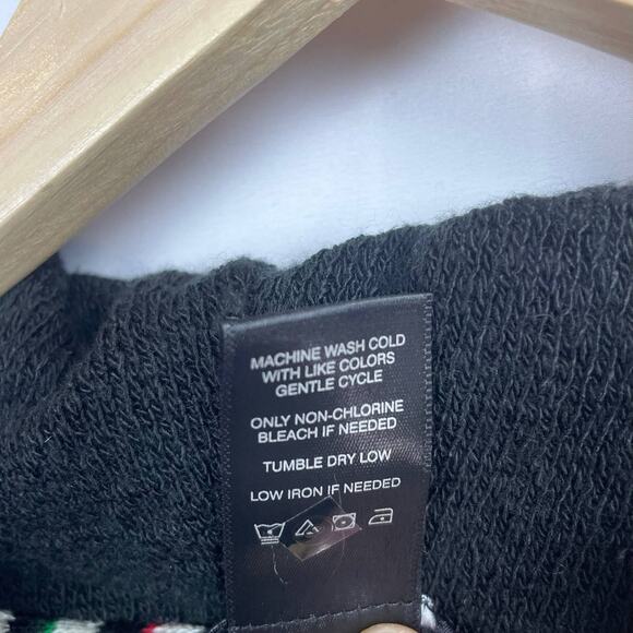 Ali Miles Tunic Sweater Size L Black Rainbow Multi Striped Cowl Neck Pullover - Picture 10 of 11